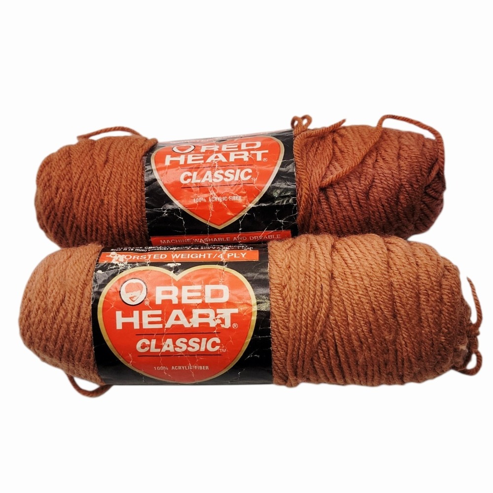 Vintage Red Heart Classic Yarn Lot Taupe Teddy Bear Brown Worsted Acrylic 2